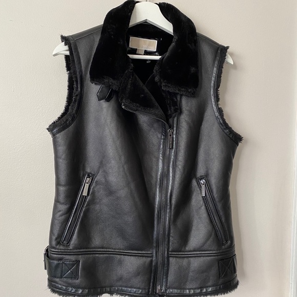 Michael Kors Faux Leather Shearling Vest - Picture 1 of 6